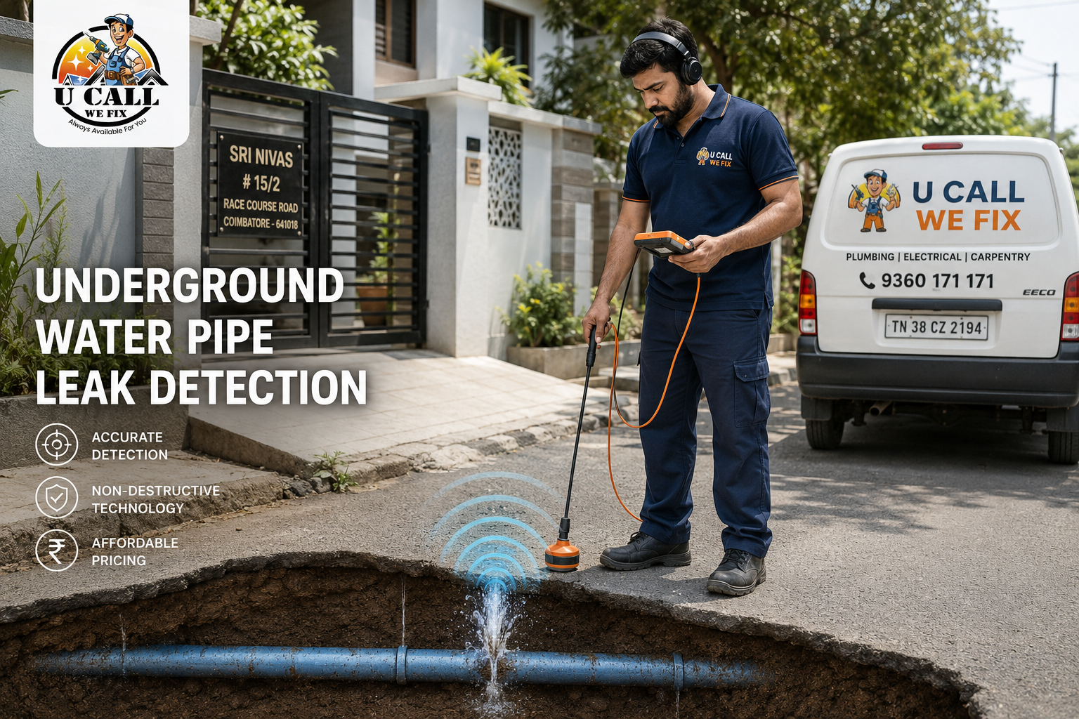 Underground water pipe leak detection in Coimbatore